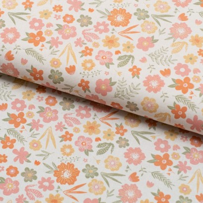 Tela de algodon flores pintadas lomo