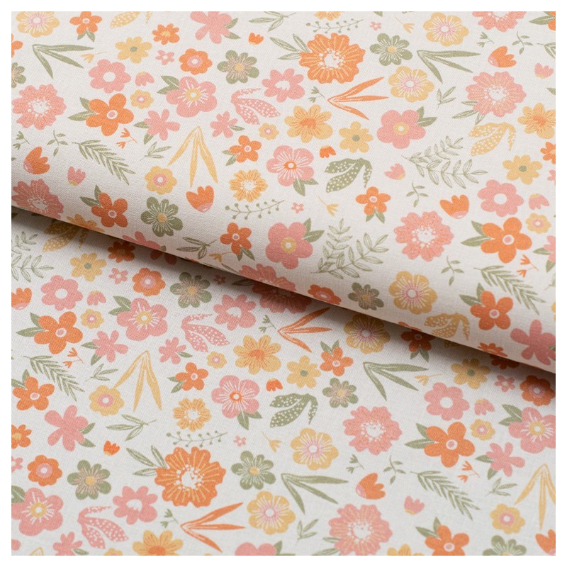 Tela de algodon flores pintadas lomo