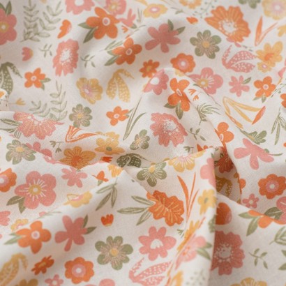 Tela de algodon flores pintadas textura