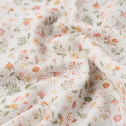 Tela de muselina flores silvestres textura