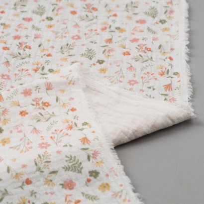 Tela de muselina flores silvestres revés
