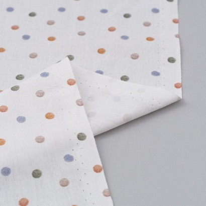 Tela de algodon topos colores revés