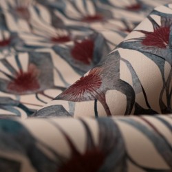 Tela de crepe flores acuarela detalle