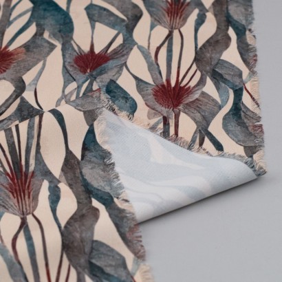 Tela de crepe flores acuarela revés