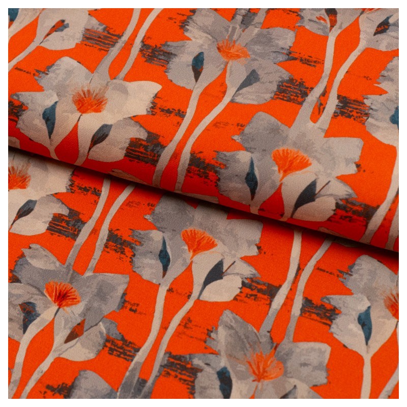 Tela de crepe flores expresivas lomo