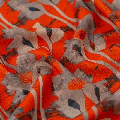 Tela de crepe flores expresivas textura