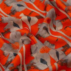 Tela de crepe flores expresivas textura