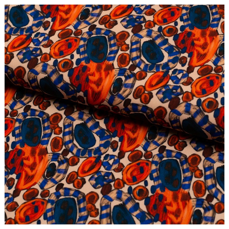 Tela de crepe estampado abstracto lomo