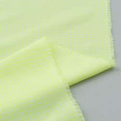 Tela de vichy tonos acidos pequeños reves lima fluor