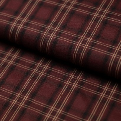 Tela de sarga tartan granate lomo