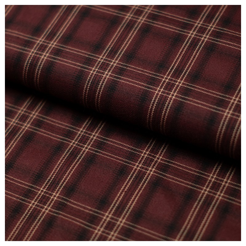 Tela de sarga tartan granate lomo
