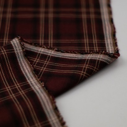 Tela de sarga tartan granate revés