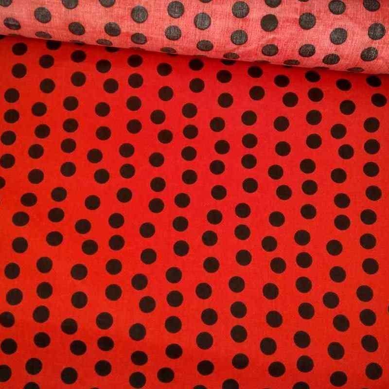 Tela de algodón de topos desordenados rojo y negro lomo Tela de algodón de topos desordenados rojo y negro lomo