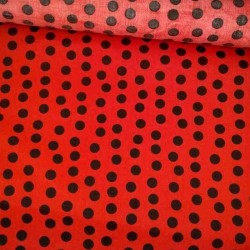 Tela de algodón de topos desordenados rojo y negro lomo