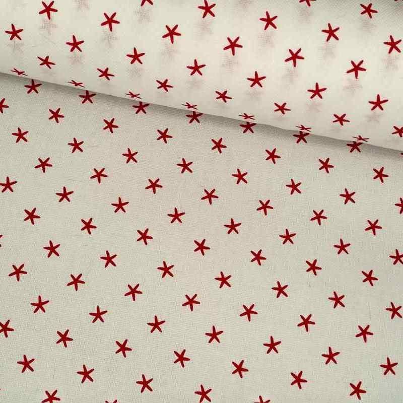 Tela de piqué estrella roja lomo Tela de piqué estrella roja lomo
