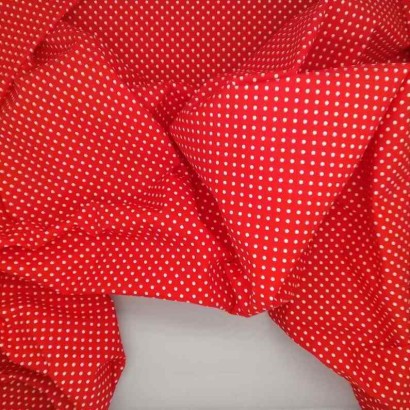 Tela de algodón de topos 3mm rojo blanco arrugada