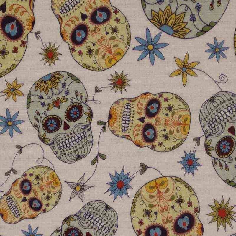 Tela de algodón de calaveras 1 Tela de algodón de calaveras 1
