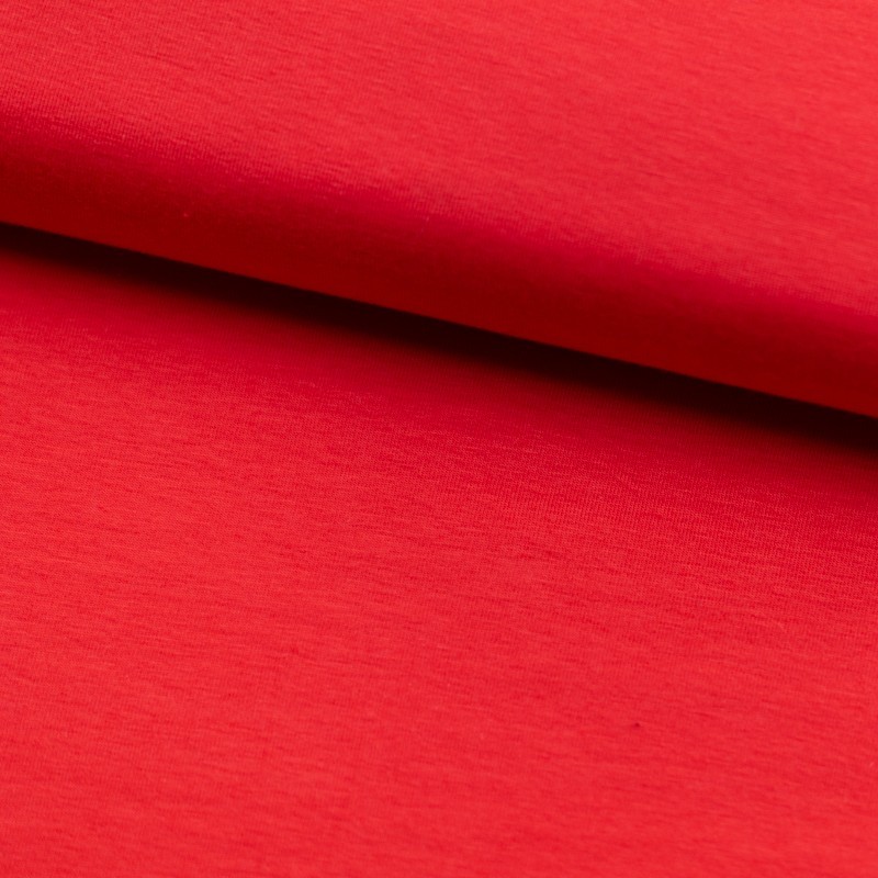 Tela de punto camiseta liso algodón rojo lomo Tela de punto camiseta liso algodón rojo lomo