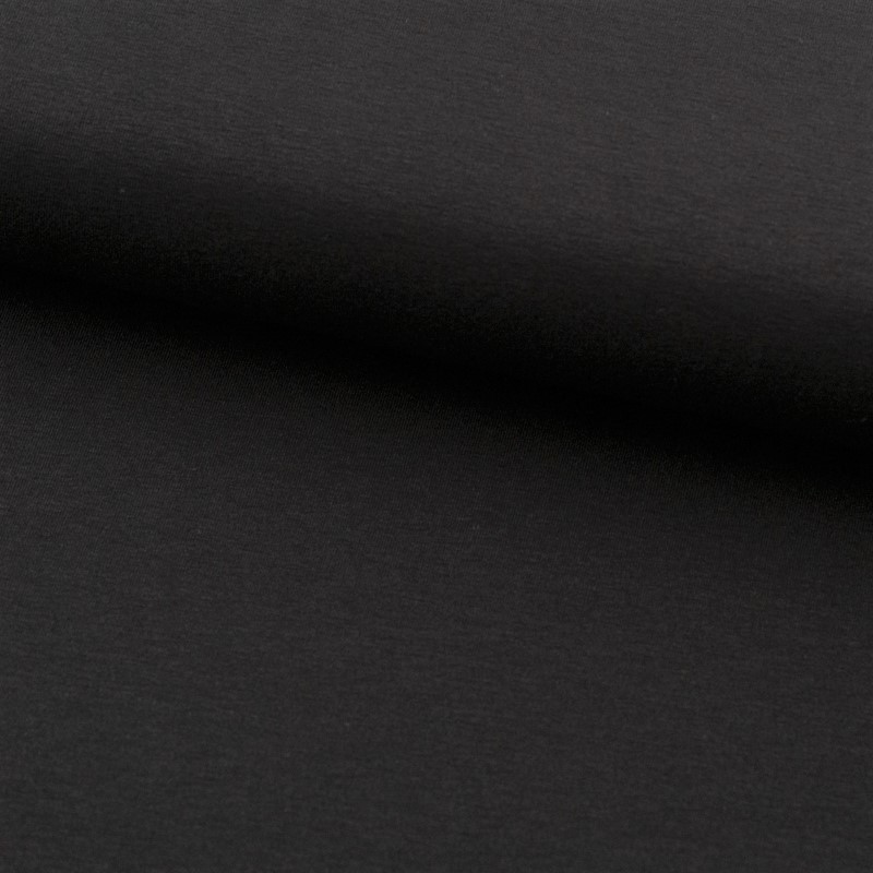 Tela de punto camiseta liso algodón negro lomo Tela de punto camiseta liso algodón negro lomo