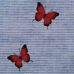 Tela de algodón rayas mariposas detalle