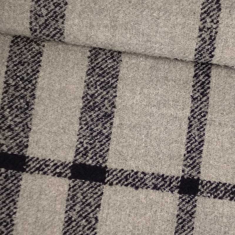 Tela de lana cuadro gris y azul tubo Tela de lana cuadro gris y azul tubo