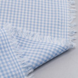 Tela de algodon vichy (3mm) revés azul celeste