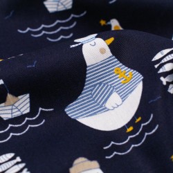 Tela de algodón patos marineros detalle