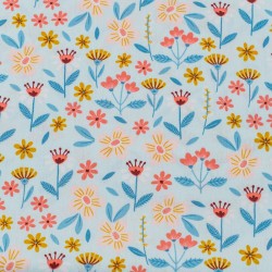 Tela de algodón flores variadas lisa