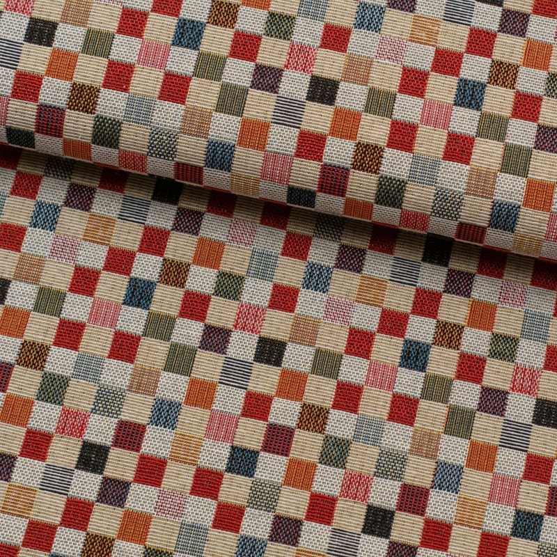 Tela de tapiceria Gobelino cuadros colores lomo Tela de tapiceria Gobelino cuadros colores lomo