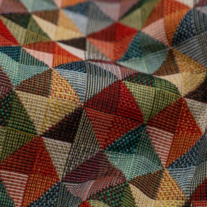 Tela de tapiceria Gobelino triangulos de colores detalle