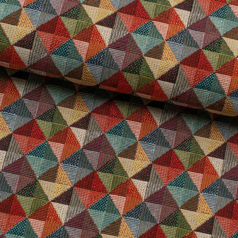 Tela de tapiceria Gobelino triangulos de colores lomo Tela de tapiceria Gobelino triangulos de colores lomo